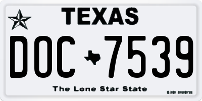 TX license plate DOC7539