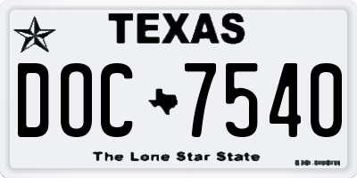 TX license plate DOC7540