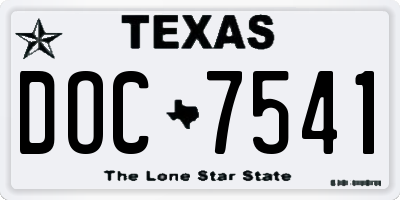 TX license plate DOC7541