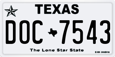 TX license plate DOC7543