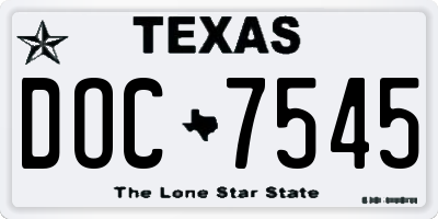 TX license plate DOC7545
