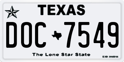TX license plate DOC7549