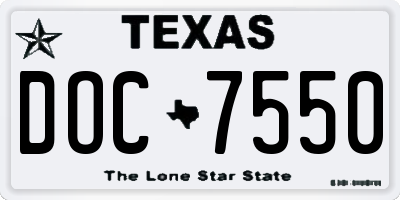 TX license plate DOC7550