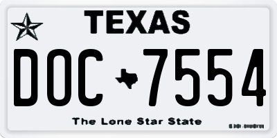 TX license plate DOC7554