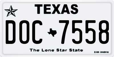 TX license plate DOC7558