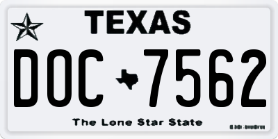 TX license plate DOC7562