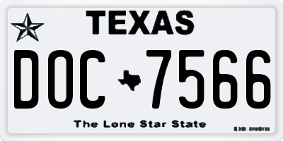 TX license plate DOC7566