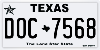 TX license plate DOC7568