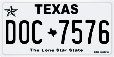 TX license plate DOC7576