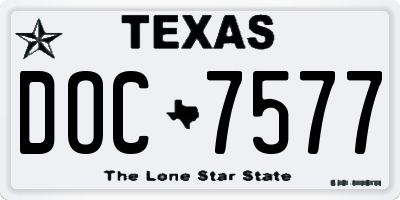 TX license plate DOC7577