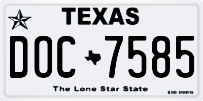 TX license plate DOC7585