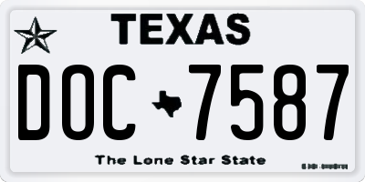 TX license plate DOC7587