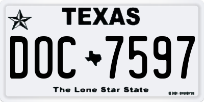 TX license plate DOC7597