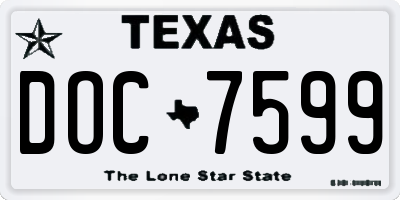 TX license plate DOC7599