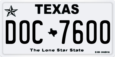 TX license plate DOC7600