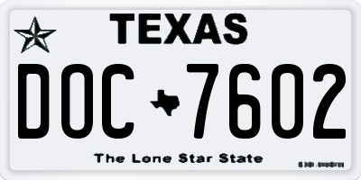 TX license plate DOC7602