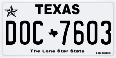 TX license plate DOC7603