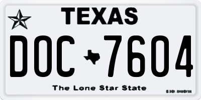 TX license plate DOC7604