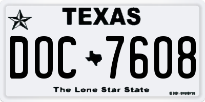 TX license plate DOC7608