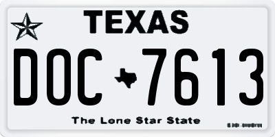 TX license plate DOC7613