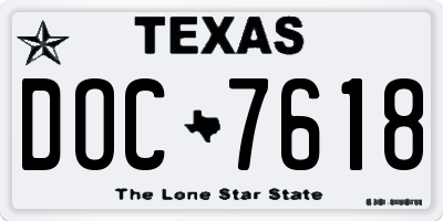 TX license plate DOC7618