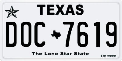 TX license plate DOC7619