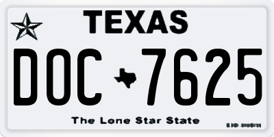 TX license plate DOC7625