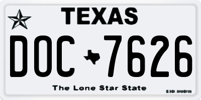 TX license plate DOC7626