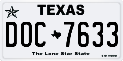 TX license plate DOC7633