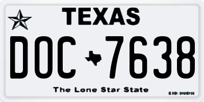 TX license plate DOC7638