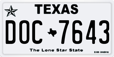 TX license plate DOC7643