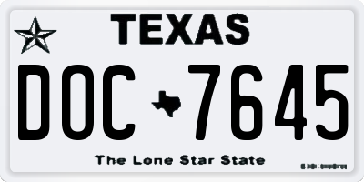 TX license plate DOC7645