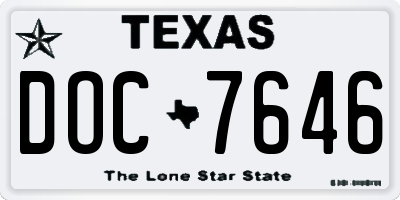 TX license plate DOC7646