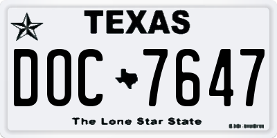 TX license plate DOC7647