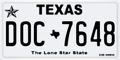 TX license plate DOC7648