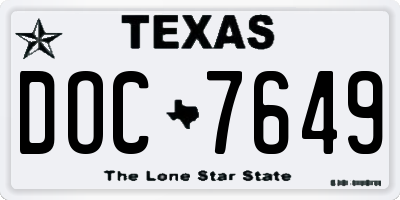 TX license plate DOC7649