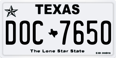 TX license plate DOC7650