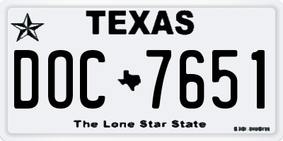 TX license plate DOC7651