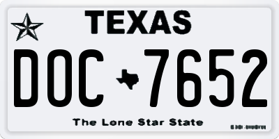 TX license plate DOC7652