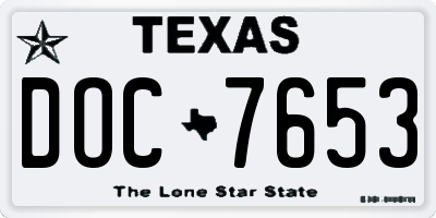 TX license plate DOC7653