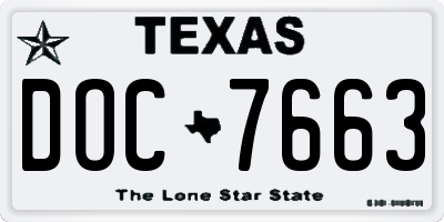 TX license plate DOC7663