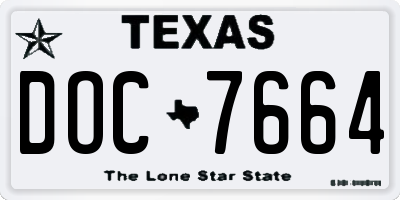 TX license plate DOC7664