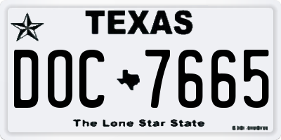 TX license plate DOC7665