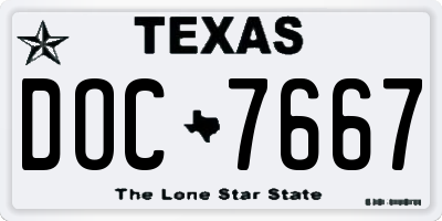 TX license plate DOC7667