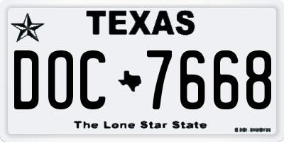 TX license plate DOC7668