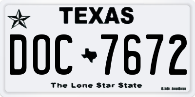 TX license plate DOC7672