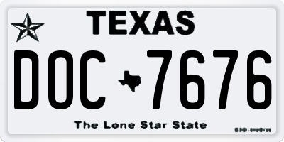 TX license plate DOC7676