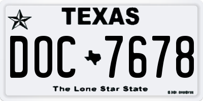 TX license plate DOC7678