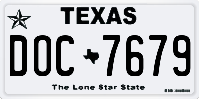 TX license plate DOC7679