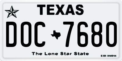 TX license plate DOC7680